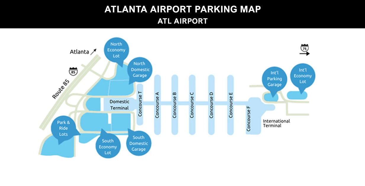 Mapa de Estacionamiento Aeropuerto de Atlanta Mapa de Estacionamiento Aeropuerto de Atlanta